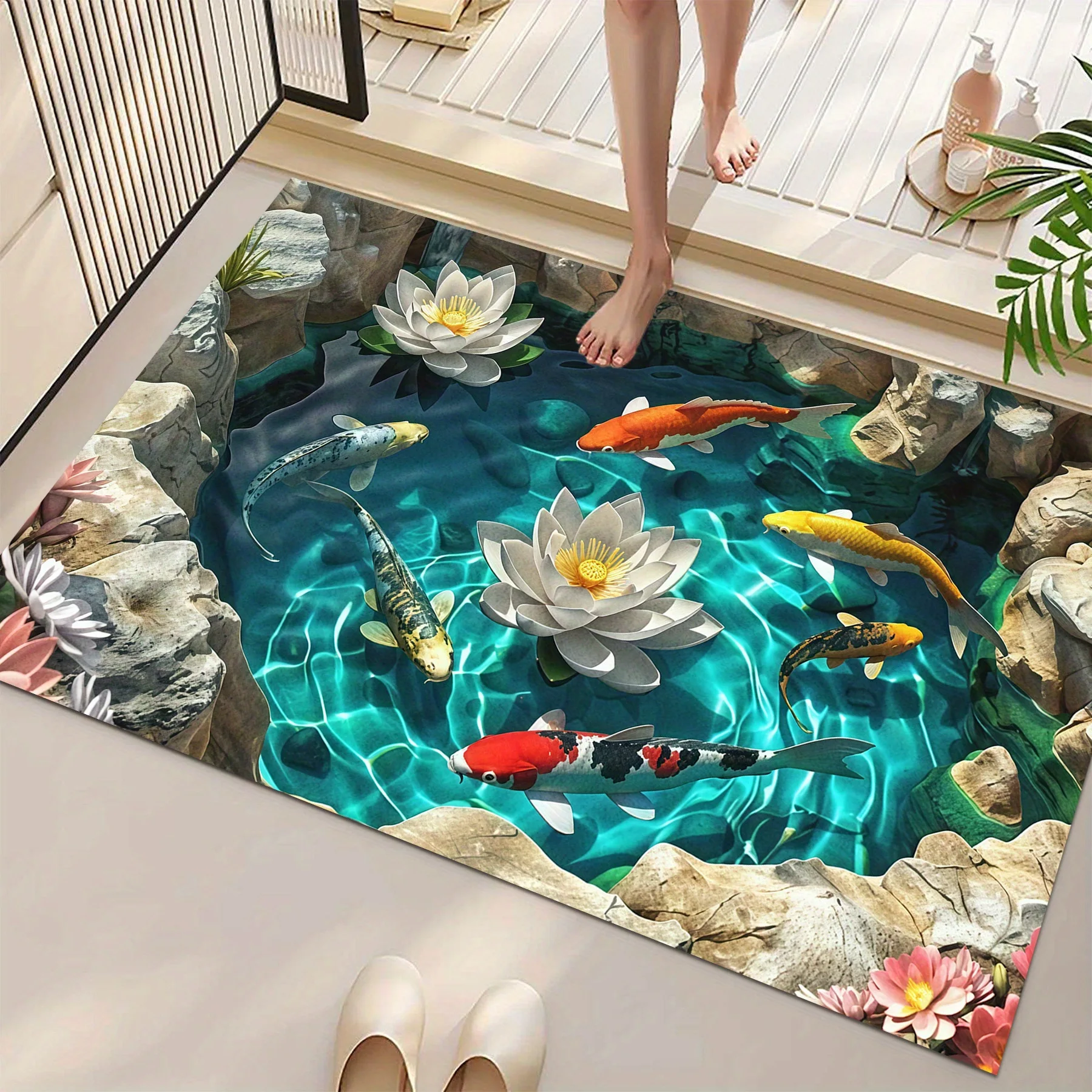 2D Koi Fish & Lotus Flower Bat - Planted Aquarium Carpet Plant recension och pris